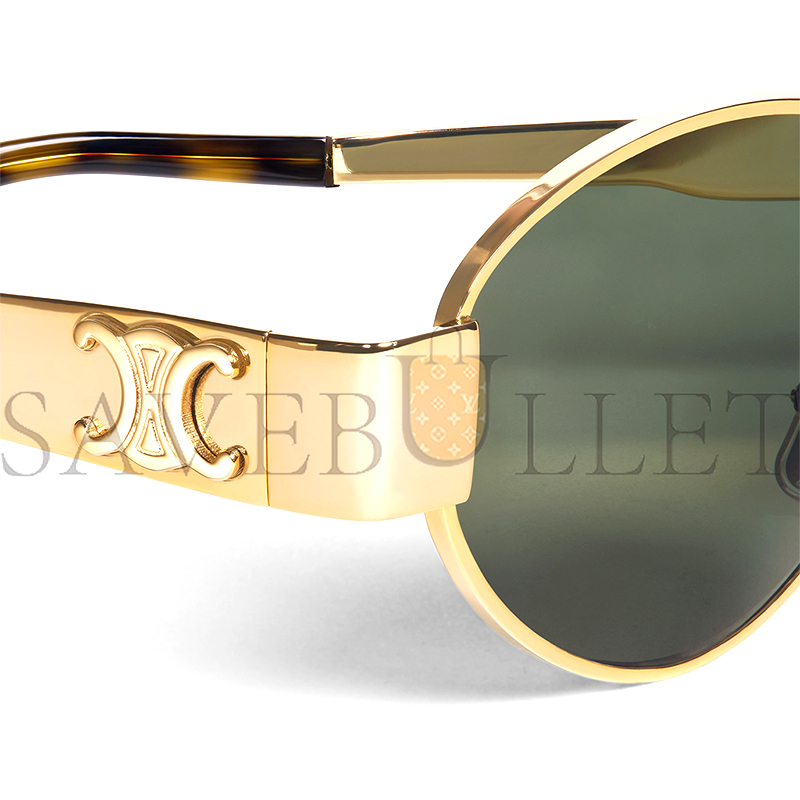 Ce**e triomphe metal 01 sunglasses in metal gold green 4s235
